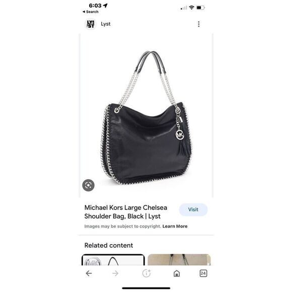 Michael Kors Large black leather Chelsea Shoulder Bag, Black - Picture 1 of 11